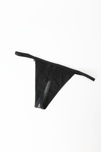 画像17: Norides-3-pcs-set | ワイヤー入りブラ&ガーターベルト&タンガ3点セット(レザー・レース・ブラック)| Obsessive 高級Sexyランジェリー (17)