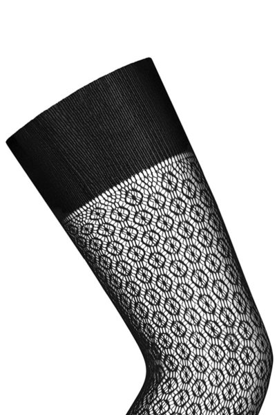 画像3: S824 stockings |ガーターストッキング （幾何学模様・肌側シリコンなし・網タイツ・ブラック）| Obsessive 高級Sexyランジェリー (3)