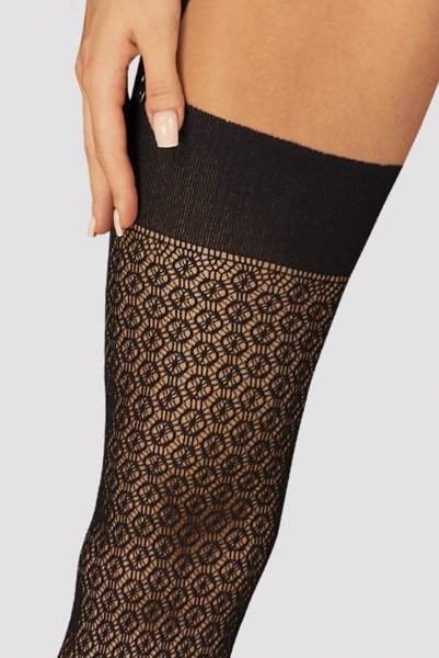 画像8: S824 stockings |ガーターストッキング （幾何学模様・肌側シリコンなし・網タイツ・ブラック）| Obsessive 高級Sexyランジェリー (8)