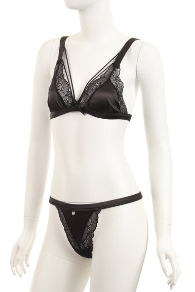 画像11: Eloissa 2pcs set | ストラッピーブラ＆タンガ2点セット・ノンワイヤー・Tバック・ブラック   | 高級Sexyランジェリー Obsessive (11)