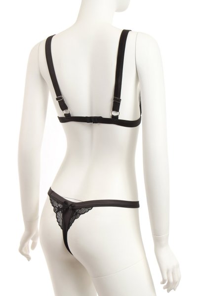 画像12: Eloissa 2pcs set | ストラッピーブラ＆タンガ2点セット・ノンワイヤー・Tバック・ブラック   | 高級Sexyランジェリー Obsessive (12)