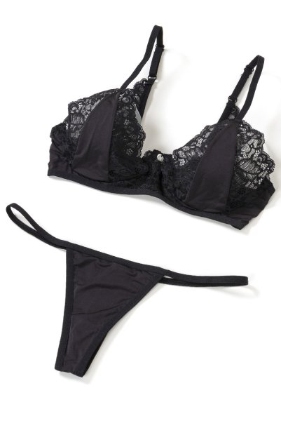 画像15: Bellastia 3-pcs set|ワイヤー入りブラ＆ガーターベルト＆タンガ3点セット・ブラック | obsessive 高級Sexyランジェリー (15)