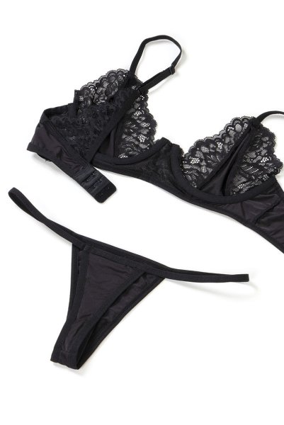 画像16: Bellastia 3-pcs set|ワイヤー入りブラ＆ガーターベルト＆タンガ3点セット・ブラック | obsessive 高級Sexyランジェリー (16)