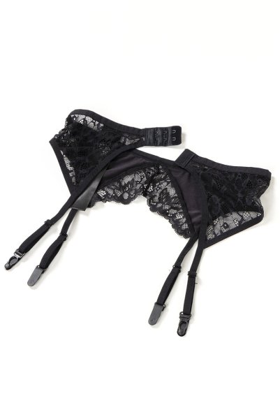 画像23: Bellastia 3-pcs set|ワイヤー入りブラ＆ガーターベルト＆タンガ3点セット・ブラック | obsessive 高級Sexyランジェリー (23)