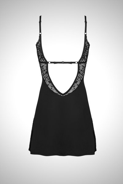画像2: Bellastia chemise & thong |スリップドレス＆タンガ2点セット・ブラック | obsessive 高級Sexyランジェリー (2)