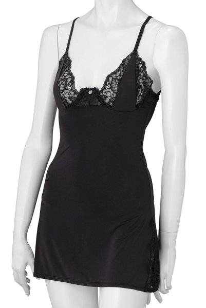画像17: Bellastia chemise & thong |スリップドレス＆タンガ2点セット・ブラック | obsessive 高級Sexyランジェリー (17)