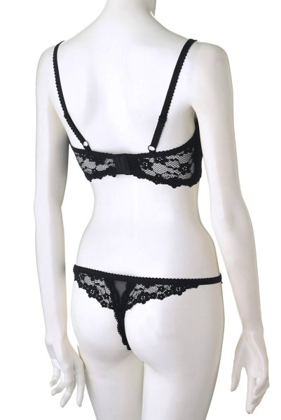 画像12: Letica cupless set | カップレスブラ＆クロッチレスショーツ2点セット・オープンクロッチ・黒   | 高級Sexyランジェリー Obsessive (12)