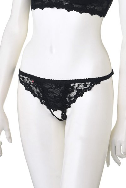 画像15: Letica cupless set | カップレスブラ＆クロッチレスショーツ2点セット・オープンクロッチ・黒   | 高級Sexyランジェリー Obsessive (15)