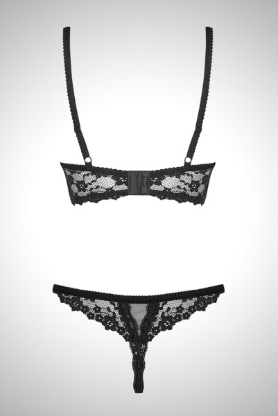 画像10: Letica cupless set | カップレスブラ＆クロッチレスショーツ2点セット・オープンクロッチ・黒   | 高級Sexyランジェリー Obsessive (10)