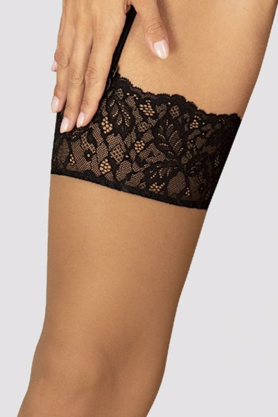 画像8: Bellastia stockings |ガーターストッキング ・肌側シリコンなし・ブラック×ベージュ| obsessive 高級Sexyランジェリー (8)