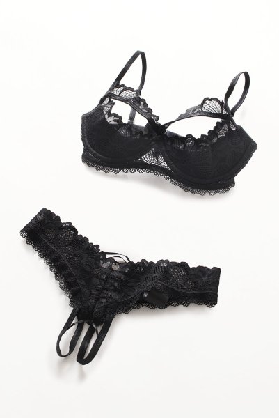 画像11: Serafia 2-pcs cupless set |カップレスブラ&クロッチレスソング2点セット・ブラック | obsessive 高級Sexyランジェリー (11)