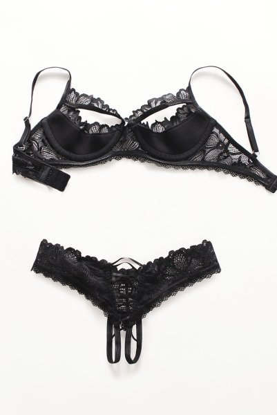 画像12: Serafia 2-pcs cupless set |カップレスブラ&クロッチレスソング2点セット・ブラック | obsessive 高級Sexyランジェリー (12)