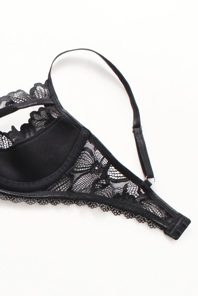 画像15: Serafia 2-pcs cupless set |カップレスブラ&クロッチレスソング2点セット・ブラック | obsessive 高級Sexyランジェリー (15)