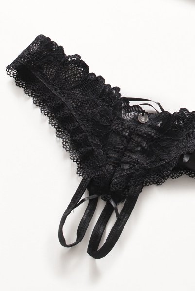 画像16: Serafia 2-pcs cupless set |カップレスブラ&クロッチレスソング2点セット・ブラック | obsessive 高級Sexyランジェリー (16)