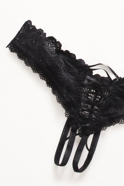 画像17: Serafia 2-pcs cupless set |カップレスブラ&クロッチレスソング2点セット・ブラック | obsessive 高級Sexyランジェリー (17)