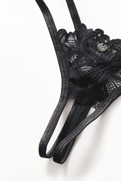画像11: Serafia crotchless thong |クロッチレスタンガ(オープンクロッチ・Gストリング・レース・ブラック) | obsessive 高級Sexyランジェリー (11)