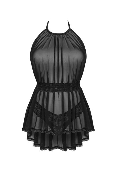 画像1: Serafia babydoll|ベビードール＆タンガ&レースベルト 3点セット・ブラック| obsessive 高級Sexyランジェリー (1)