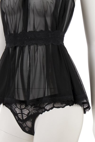 画像20: Serafia babydoll|ベビードール&タンガ&レースベルト 3点セット・ブラック| obsessive 高級Sexyランジェリー (20)