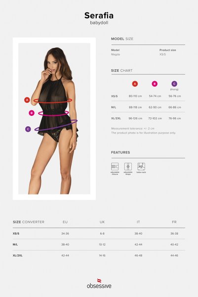 画像24: Serafia babydoll|ベビードール&タンガ&レースベルト 3点セット・ブラック| obsessive 高級Sexyランジェリー (24)