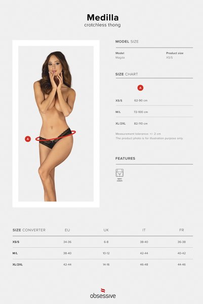 画像13: Medilla crotchless thong |クロッチレスタンガ(オープンクロッチ・レース・ブラック) | Obsessive 高級Sexyランジェリー (13)