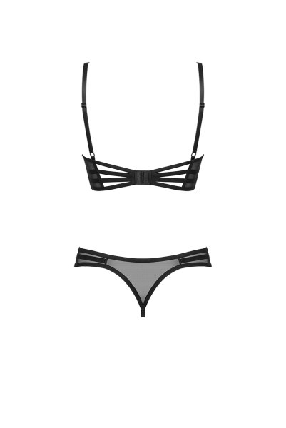 画像2: Roxelia 2 pcs crotchless set | トップレスブラ&クロッチレスタンガ 2点セット(オープンバスト・オープンクロッチ・ワイヤー入り・シースルー・ブラック)| Obsessive 高級Sexyランジェリー (2)