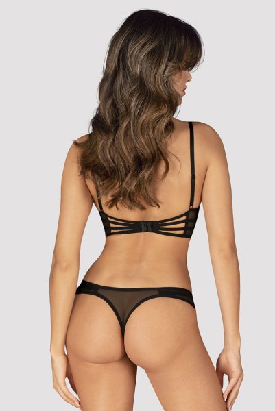 画像4: Roxelia 2 pcs crotchless set | トップレスブラ&クロッチレスタンガ 2点セット(オープンバスト・オープンクロッチ・ワイヤー入り・シースルー・ブラック)| Obsessive 高級Sexyランジェリー (4)