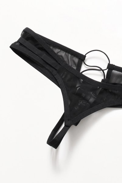 画像17: Roxelia 2 pcs crotchless set | トップレスブラ&クロッチレスタンガ 2点セット(オープンバスト・オープンクロッチ・ワイヤー入り・シースルー・ブラック)| Obsessive 高級Sexyランジェリー (17)