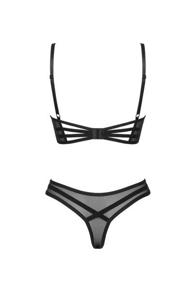 画像2: Roxelia 2 pcs set | ワイヤー入りブラ&タンガ 2点セット(シースルー・ブラック)| Obsessive 高級Sexyランジェリー (2)