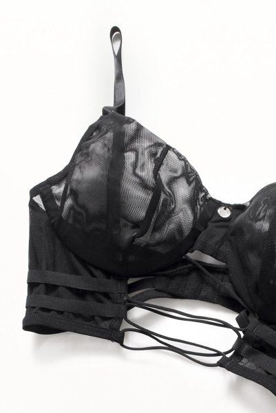 画像13: Roxelia 2 pcs set | ワイヤー入りブラ&タンガ 2点セット(シースルー・ブラック)| Obsessive 高級Sexyランジェリー (13)