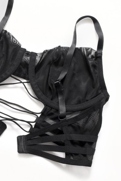 画像14: Roxelia 2 pcs set | ワイヤー入りブラ&タンガ 2点セット(シースルー・ブラック)| Obsessive 高級Sexyランジェリー (14)