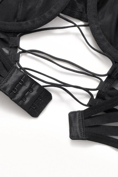 画像15: Roxelia 2 pcs set | ワイヤー入りブラ&タンガ 2点セット(シースルー・ブラック)| Obsessive 高級Sexyランジェリー (15)