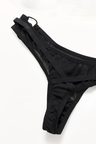 画像17: Roxelia 2 pcs set | ワイヤー入りブラ&タンガ 2点セット(シースルー・ブラック)| Obsessive 高級Sexyランジェリー (17)