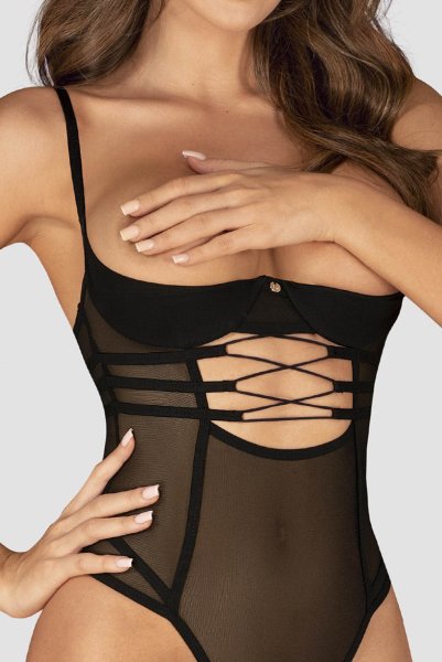 画像7: Roxelia teddy | トップレス&クロッチレステディ(オープンバスト・オープンクロッチ・ワイヤー入り・ブラック)  | Obsessive 高級Sexyランジェリー (7)