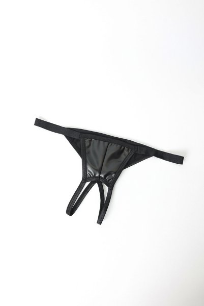 画像14: Armares 3 pcs crotchless set | ワイヤー入りブラ&ガーターベルト&クロッチレスタンガ3点セット(オープンクロッチ・レザー・ボンデージ・ブラック)| Obsessive 高級Sexyランジェリー (14)