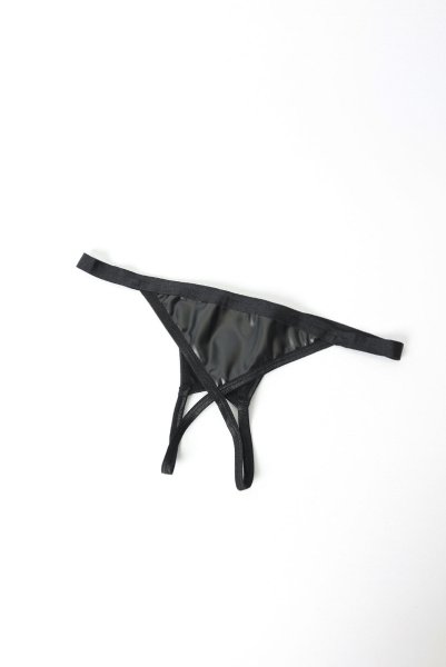 画像15: Armares 3 pcs crotchless set | ワイヤー入りブラ&ガーターベルト&クロッチレスタンガ3点セット(オープンクロッチ・レザー・ボンデージ・ブラック)| Obsessive 高級Sexyランジェリー (15)