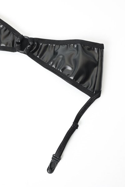 画像20: Armares 3 pcs crotchless set | ワイヤー入りブラ&ガーターベルト&クロッチレスタンガ3点セット(オープンクロッチ・レザー・ボンデージ・ブラック)| Obsessive 高級Sexyランジェリー (20)