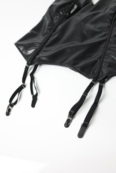 画像20: Viranes corset | ガーターベルト付きコルセット&クロッチレスショーツ2点セット(カップワイヤーなし・ボンテージ・ホルターネックストラップ・ブラック)   | 高級Sexyランジェリー Obsessive (20)