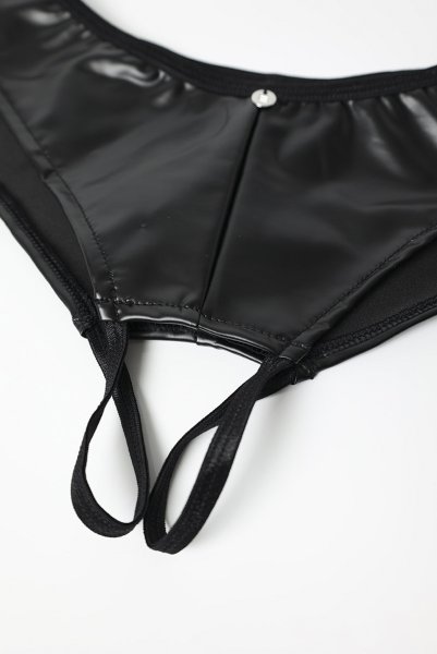 画像23: Viranes corset | ガーターベルト付きコルセット&クロッチレスショーツ2点セット(カップワイヤーなし・ボンテージ・ホルターネックストラップ・ブラック)   | 高級Sexyランジェリー Obsessive (23)