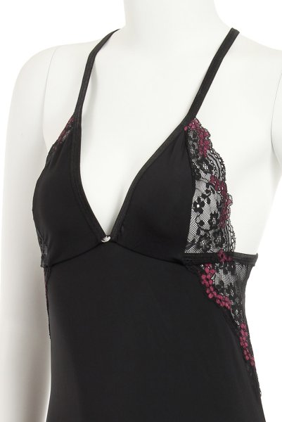 画像13: Vanessme chemise | スリップドレス＆Tバック2点セット・ブラック×マゼンタピンク   | 高級Sexyランジェリー Obsessive (13)