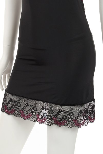 画像15: Vanessme chemise | スリップドレス＆Tバック2点セット・ブラック×マゼンタピンク   | 高級Sexyランジェリー Obsessive (15)