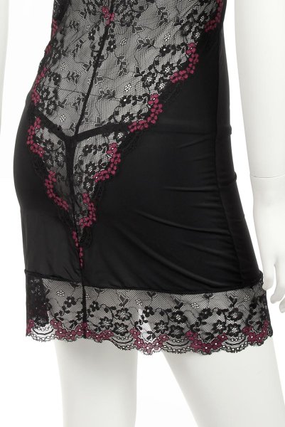 画像16: Vanessme chemise | スリップドレス＆Tバック2点セット・ブラック×マゼンタピンク   | 高級Sexyランジェリー Obsessive (16)