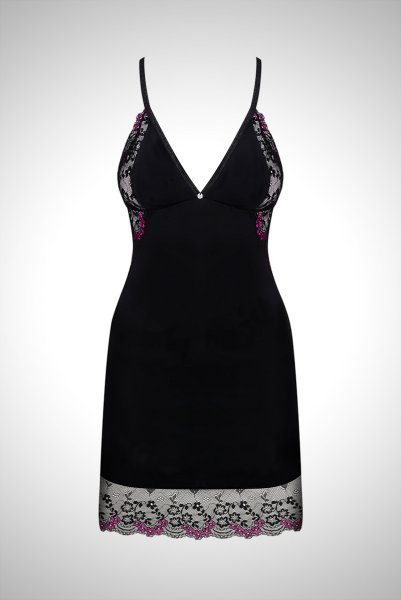 画像9: Vanessme chemise | スリップドレス＆Tバック2点セット・ブラック×マゼンタピンク   | 高級Sexyランジェリー Obsessive (9)