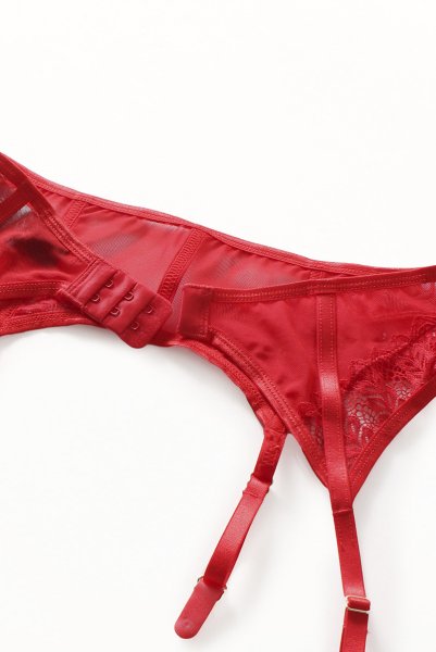 画像21: Ingridia 3 pcs set|ワイヤー入りブラ＆ガーターベルト＆タンガ3点セット・レッド | obsessive 高級Sexyランジェリー (21)