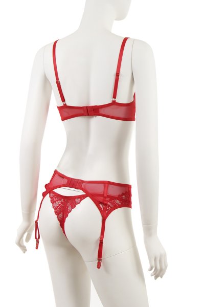 画像23: Ingridia 3 pcs set|ワイヤー入りブラ＆ガーターベルト＆タンガ3点セット・レッド | obsessive 高級Sexyランジェリー (23)