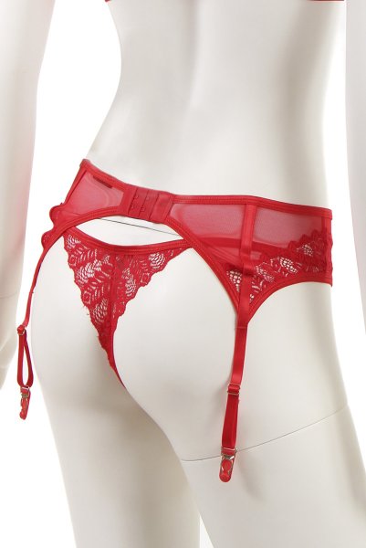 画像27: Ingridia 3 pcs set|ワイヤー入りブラ＆ガーターベルト＆タンガ3点セット・レッド | obsessive 高級Sexyランジェリー (27)