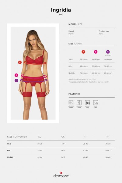 画像28: Ingridia 3 pcs set|ワイヤー入りブラ＆ガーターベルト＆タンガ3点セット・レッド | obsessive 高級Sexyランジェリー (28)