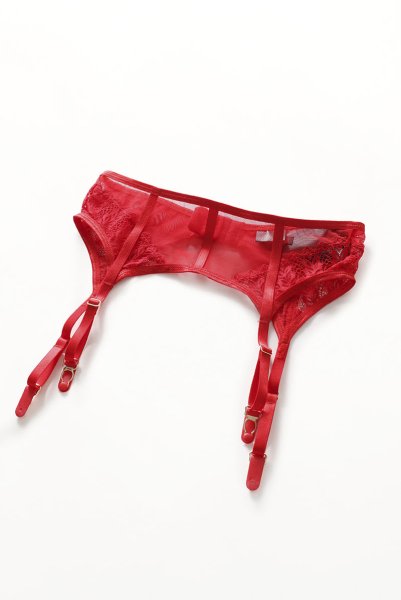 画像18: Ingridia 3 pcs set|ワイヤー入りブラ＆ガーターベルト＆タンガ3点セット・レッド | obsessive 高級Sexyランジェリー (18)