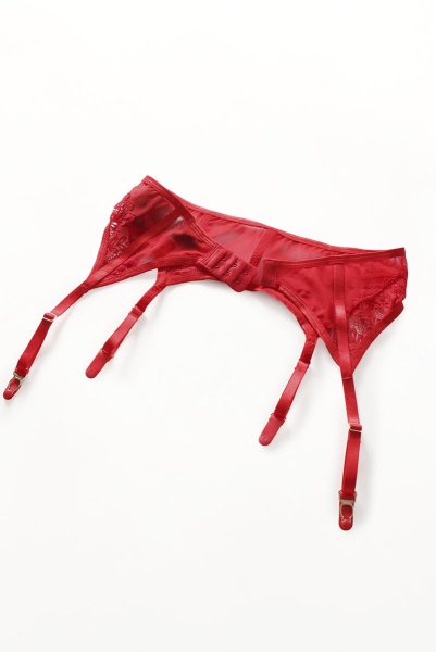 画像19: Ingridia 3 pcs set|ワイヤー入りブラ＆ガーターベルト＆タンガ3点セット・レッド | obsessive 高級Sexyランジェリー (19)