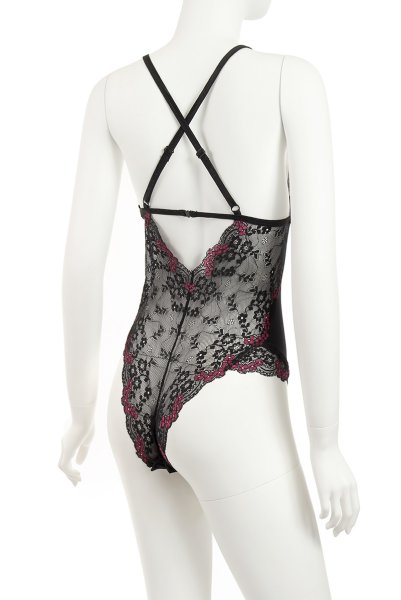 画像12: Vanessme teddy | テディ・ボディブリファー・クロッチ開閉式・ブラック×マゼンタピンク   | 高級Sexyランジェリー Obsessive (12)