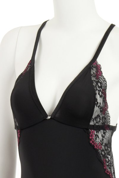 画像13: Vanessme teddy | テディ・ボディブリファー・クロッチ開閉式・ブラック×マゼンタピンク   | 高級Sexyランジェリー Obsessive (13)